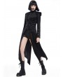 Pentagramme Black Gothic Asymmetric Long Velvet Swallowtail Coat for Women