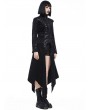 Pentagramme Black Gothic Asymmetric Long Velvet Swallowtail Coat for Women