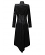 Pentagramme Black Gothic Asymmetric Long Velvet Swallowtail Coat for Women