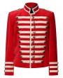 Pentagramme Red Velvet Gothic Triple-Breasted Military Style Jacket for Men