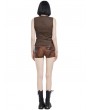 Pentagramme Brown Faux Leather Steampunk Gothic Fitted Shorts for Women