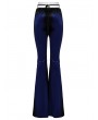 Punk Rave Blue Gothic Gradient Sexy Flared Velvet Pants for Women