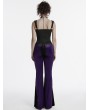 Punk Rave Violet Gothic Gradient Sexy Flared Velvet Pants for Women