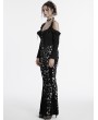 Punk Rave Black and White Gothic Skull Print Sexy Flared Velvet Pants for Women