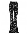 Punk Rave Black and White Gothic Skull Print Sexy Flared Velvet Pants for Women