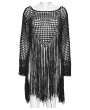Punk Rave Black Gothic Decadent Hollow Out Tassels Sweater for Women