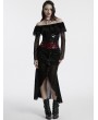 Punk Rave Black Sexy Gothic Off-the-Shoulder Velvet Mesh Long Fishtail Dress