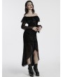 Punk Rave Black Sexy Gothic Off-the-Shoulder Velvet Mesh Long Fishtail Dress