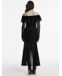 Punk Rave Black Sexy Gothic Off-the-Shoulder Velvet Mesh Long Fishtail Dress