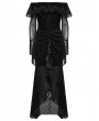 Punk Rave Black Sexy Gothic Off-the-Shoulder Velvet Mesh Long Fishtail Dress