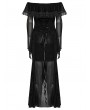 Punk Rave Black Sexy Gothic Off-the-Shoulder Velvet Mesh Long Fishtail Dress