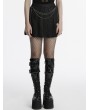 Punk Rave Black Gothic Punk Patterned Pleated Skirt with Detachable Chain