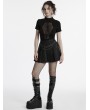 Punk Rave Black Gothic Punk Patterned Pleated Skirt with Detachable Chain
