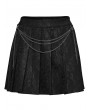 Punk Rave Black Gothic Punk Patterned Pleated Skirt with Detachable Chain