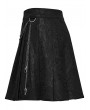 Punk Rave Black Gothic Punk Patterned Pleated Skirt with Detachable Chain