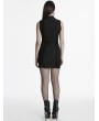 Punk Rave Black Gothic Chinese Rose Patterned Short Cheongsam Dress