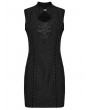 Punk Rave Black Gothic Chinese Rose Patterned Short Cheongsam Dress