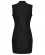 Punk Rave Black Gothic Chinese Rose Patterned Short Cheongsam Dress