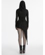 Punk Rave Black Gothic Distressed Irregular Hem Hooded Dress