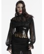 Punk Rave Black and Coffee Gothic Leopard Print Patent Leather Corset Waistband