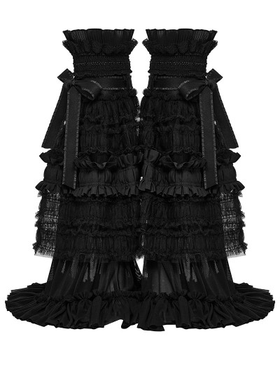 Punk Rave Black Gothic Cute Bow Ruffled Flare Leg Warmers for Women