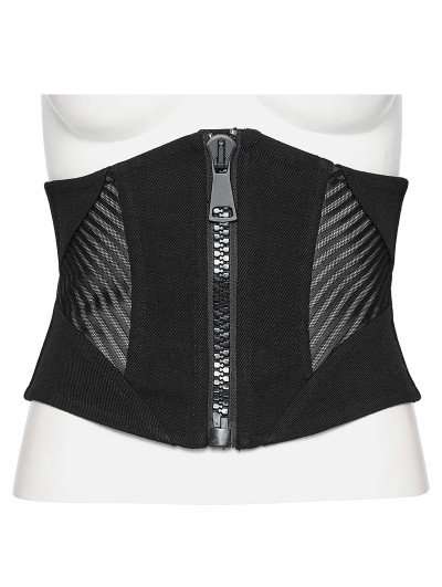 Punk Rave Black Gothic Punk Mesh Splicing Underbust Corset Waistband