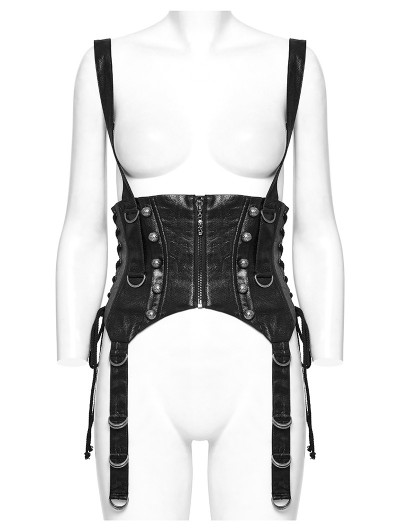 Punk Rave Black Gothic Punk Faux Leather Versatile Corset Waistband