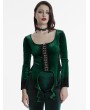Punk Rave Green Gothic Gradient Velvet Long Sleeve Irregular Shirt for Women