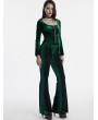Punk Rave Green Gothic Gradient Velvet Long Sleeve Irregular Shirt for Women