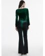 Punk Rave Green Gothic Gradient Velvet Long Sleeve Irregular Shirt for Women