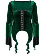 Punk Rave Green Gothic Gradient Velvet Long Sleeve Irregular Shirt for Women