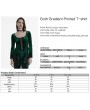 Punk Rave Green Gothic Gradient Velvet Long Sleeve Irregular Shirt for Women