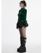 Punk Rave Green Gothic Gradient Velvet Bat Collar Long Sleeve Shirt for Women
