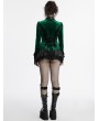 Punk Rave Green Gothic Gradient Velvet Bat Collar Long Sleeve Shirt for Women