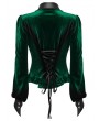 Punk Rave Green Gothic Gradient Velvet Bat Collar Long Sleeve Shirt for Women