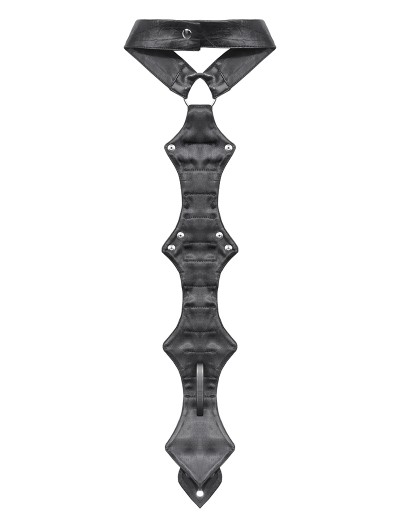 Dark in love Black Gothic Skeleton Punk Faux Leather Tie