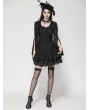 Dark in love Black Gothic Long Sleeve Button Fron Short Lace Dress