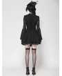 Dark in love Black Gothic Long Sleeve Button Fron Short Lace Dress