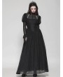 Dark in love Black Vintage Gothic Spiderweb Patchwork Long Puff Sleeve Maxi Dress