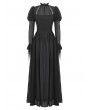 Dark in love Black Vintage Gothic Spiderweb Patchwork Long Puff Sleeve Maxi Dress