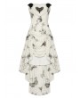 Dark in love Beige and Black Gothic Lace Embroidered Butterfly High-low Dress
