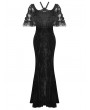 Dark in love Black Gothic Velvet Faux Two-Piece Mermaid Maxi Party Dress