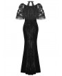 Dark in love Black Gothic Velvet Faux Two-Piece Mermaid Maxi Party Dress