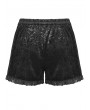 Dark in love Black Gothic Velvet Embossed Base Shorts for Women