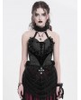 Eva Lady Black Women's Gothic Flower Decor Halter Sweetheart Top with Tulle Skirt