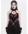 Eva Lady Red Women's Gothic Flower Decor Halter Sweetheart Top with Tulle Skirt