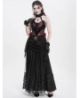 Eva Lady Red Women's Gothic Flower Decor Halter Sweetheart Top with Tulle Skirt