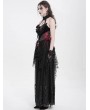 Eva Lady Red Women's Gothic Flower Decor Halter Sweetheart Top with Tulle Skirt