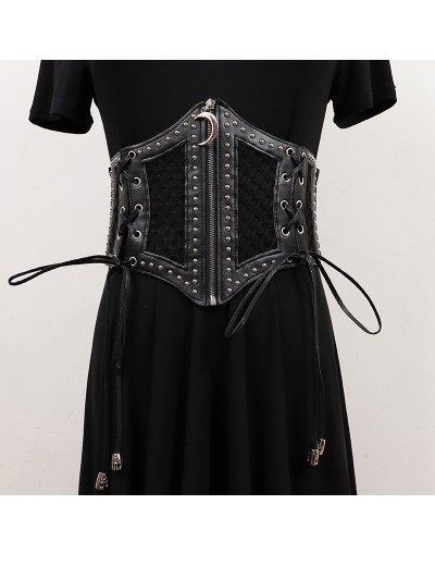 Black Gothic Punk Retro Studded Zip-Front Girdle