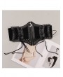 Black Gothic Punk Retro Studded Zip-Front Girdle